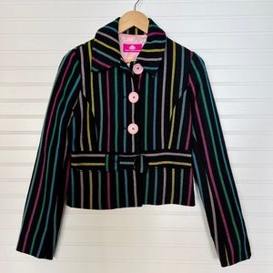 FORNARINA Rare Whimsical Candy 🍭 Striped Blazer With Bow Detail At Waist.